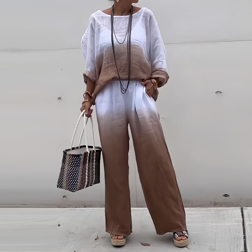 Variant image for Kvinnors T-shirt och Byxor Färggradient Bomull och Linne-13