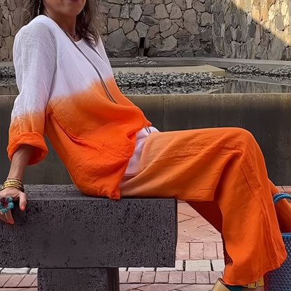 Variant image for Kvinnors T-shirt och Byxor Färggradient Bomull och Linne-57