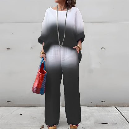 Variant image for Kvinnors T-shirt och Byxor Färggradient Bomull och Linne-25