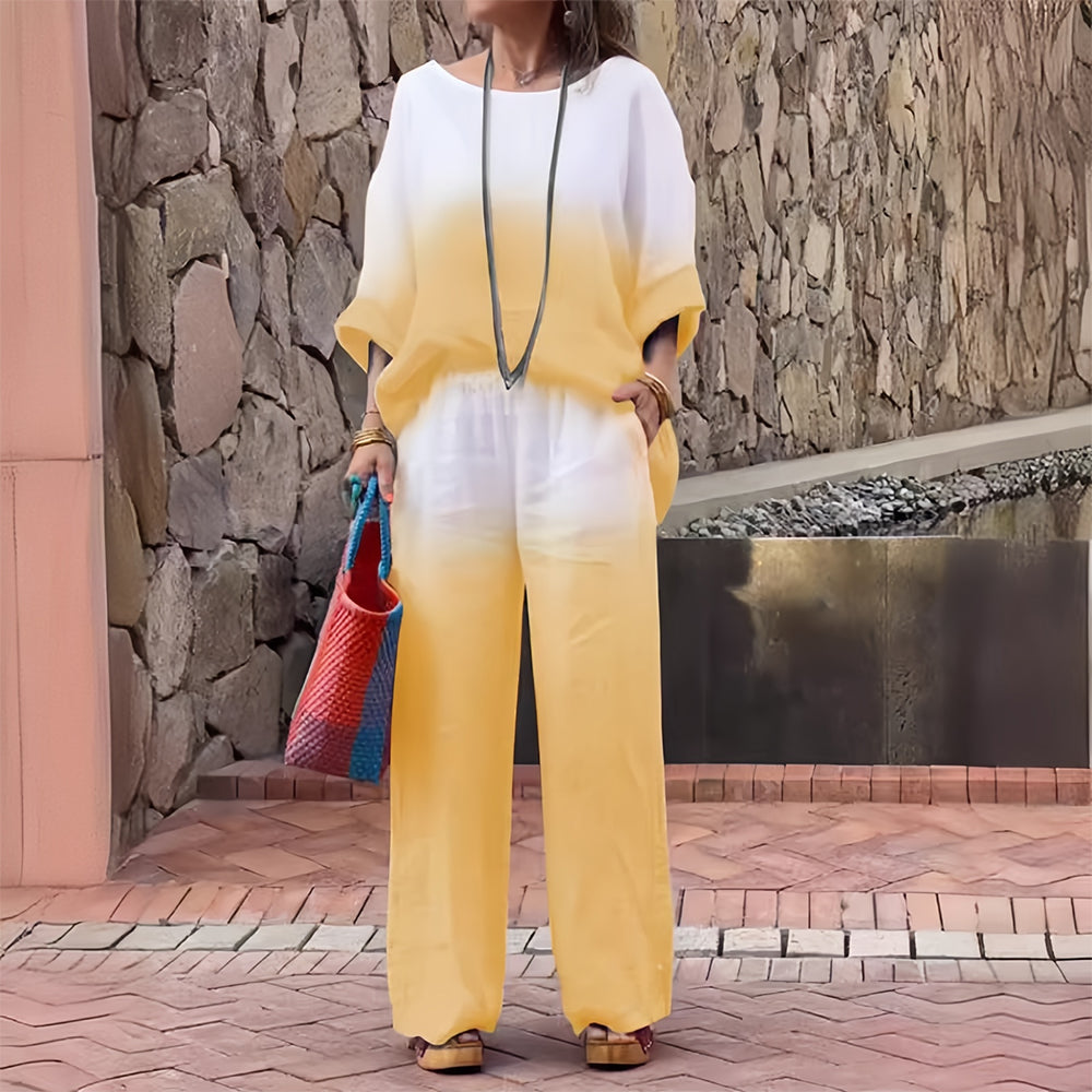 Variant image for Kvinnors T-shirt och Byxor Färggradient Bomull och Linne-65