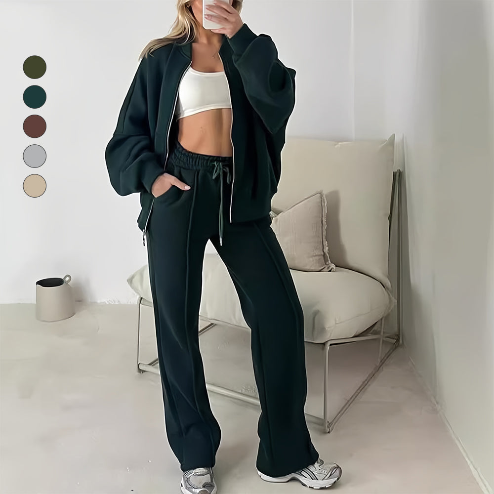 Dam Casual Set Långärmad Tröja med Dragkedja Polyester-4