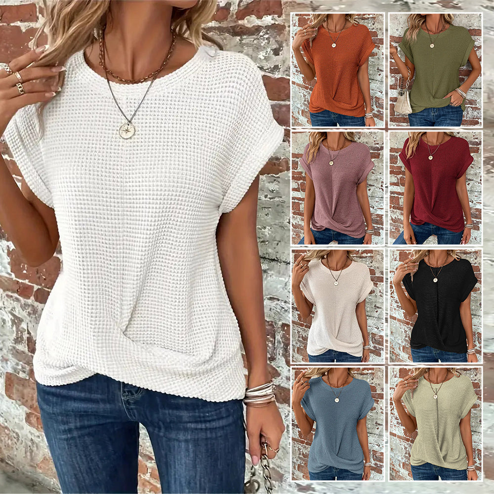 Kvinnors T-shirt Rund Halsringning Polyester Sommar-4