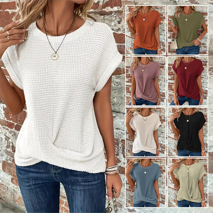 Kvinnors T-shirt Rund Halsringning Polyester Sommar-4