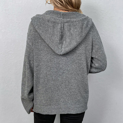 Kvinnors Tröja med Huva och Sladdstam i Mjuk Polyester-3