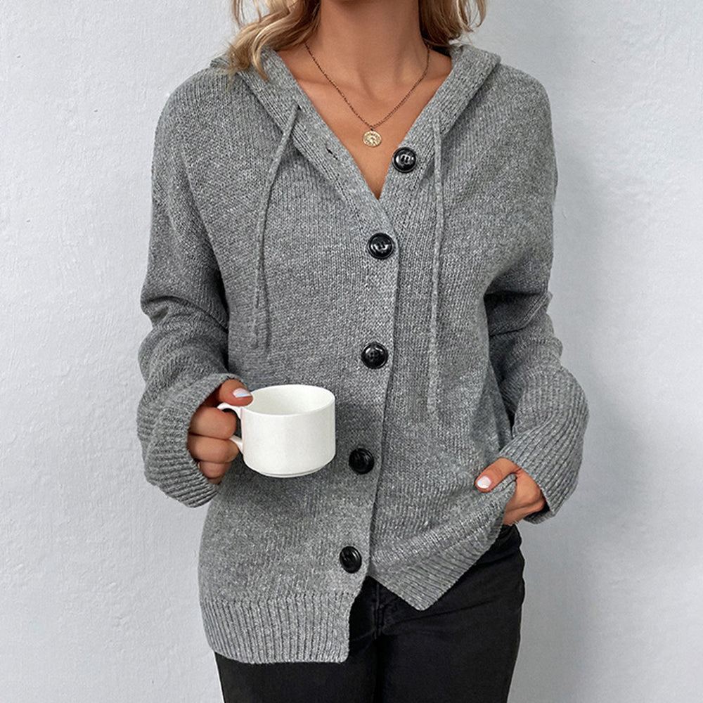 Kvinnors Tröja med Huva och Sladdstam i Mjuk Polyester-2