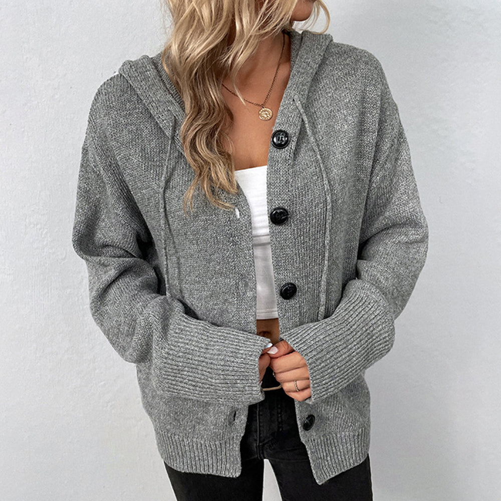 Kvinnors Tröja med Huva och Sladdstam i Mjuk Polyester-4