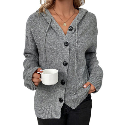 Kvinnors Tröja med Huva och Sladdstam i Mjuk Polyester-5