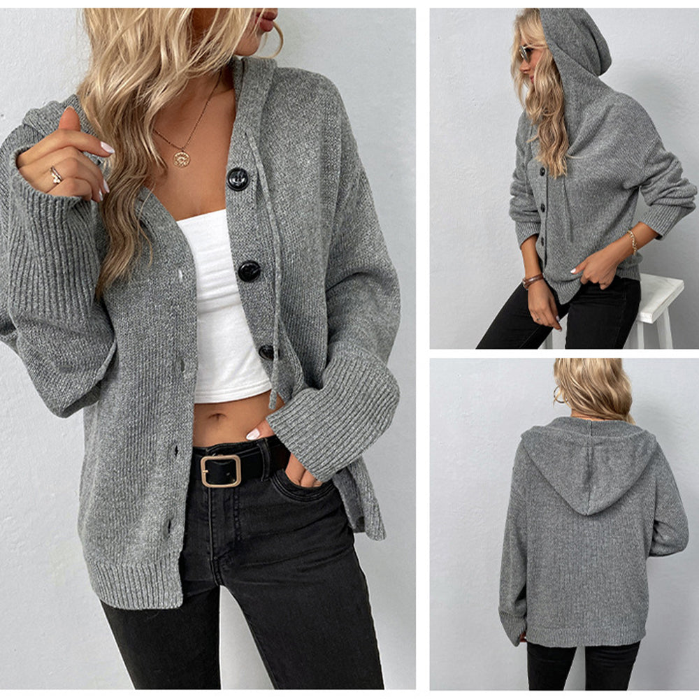 Kvinnors Tröja med Huva och Sladdstam i Mjuk Polyester-6