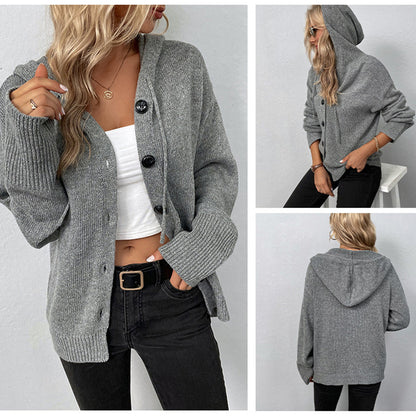 Kvinnors Tröja med Huva och Sladdstam i Mjuk Polyester-6