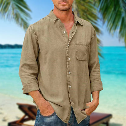 Variant image for Herrskjorta Långärmad Denim med Bröstfickor, Högkvalitativt Material-33