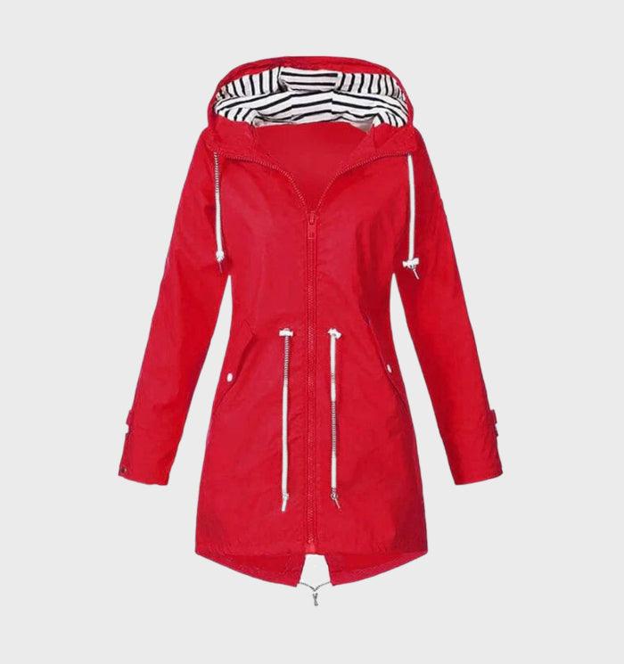 Damer Vattentät Parkajacka med Huva Funktionellt Tyg-4