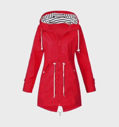 Damer Vattentät Parkajacka med Huva Funktionellt Tyg-4