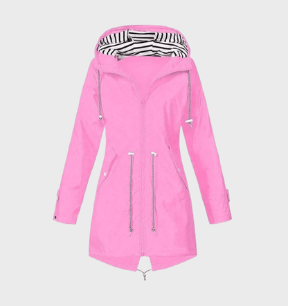 Damer Vattentät Parkajacka med Huva Funktionellt Tyg-5
