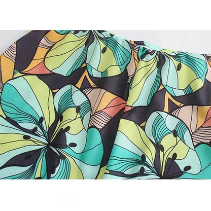 Blommönstrade Byxor med Resår i Midjan för Dam – Vristlängd, Lös Passform, Polyester 2