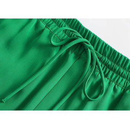 Snygga Byxor Dam Vintage Lösa Polyester med Fickor-3