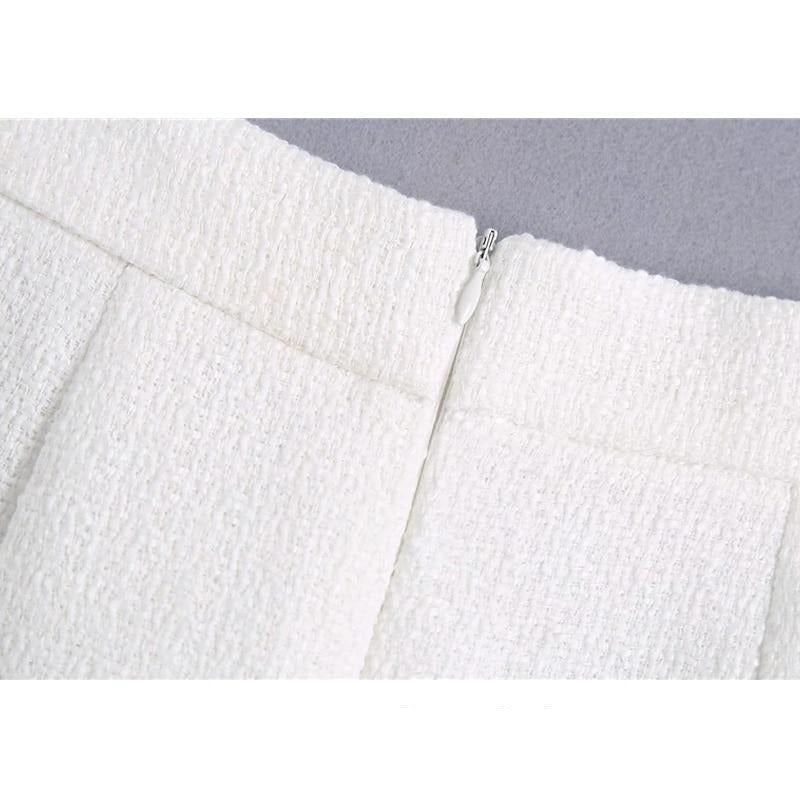 Dam Midi Kjol med Knappdetaljer Polyester-5