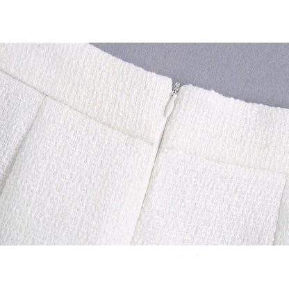 Dam Midi Kjol med Knappdetaljer Polyester-5