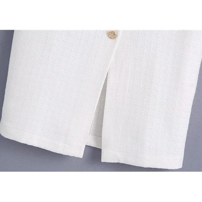 Dam Midi Kjol med Knappdetaljer Polyester-6