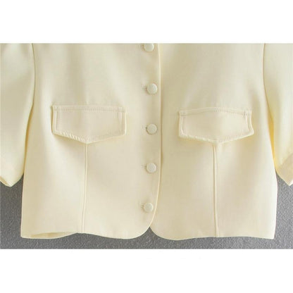 Dam Kortärmad Skördetopp Vintage Polyester-5