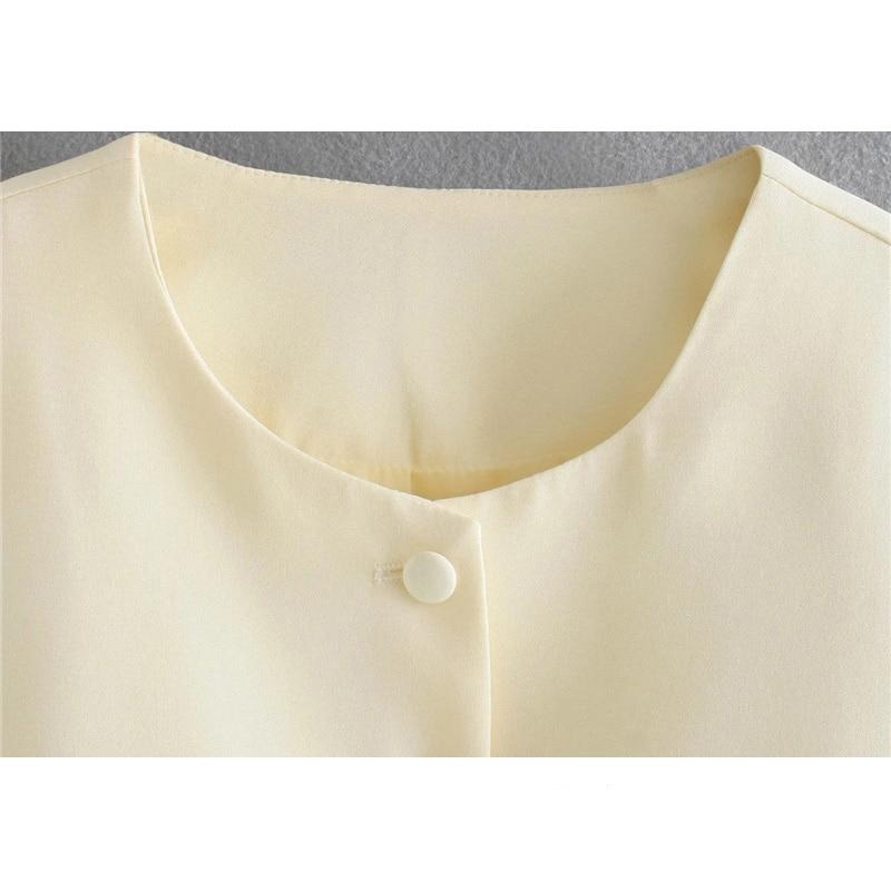 Dam Kortärmad Skördetopp Vintage Polyester-3