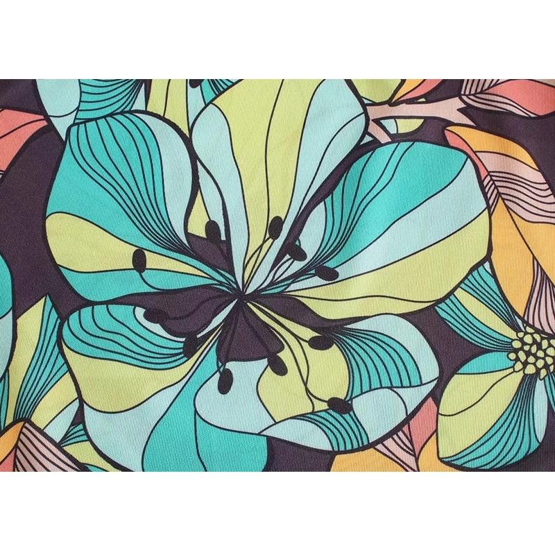 Dam Spaghetti Top med Blommönster i Vävt Polyester – Kort Längd och Vintage Design för Elegant Sommarstil 3