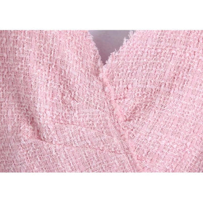 Dam Tank Top V-ringning Rynkad Polyester-4