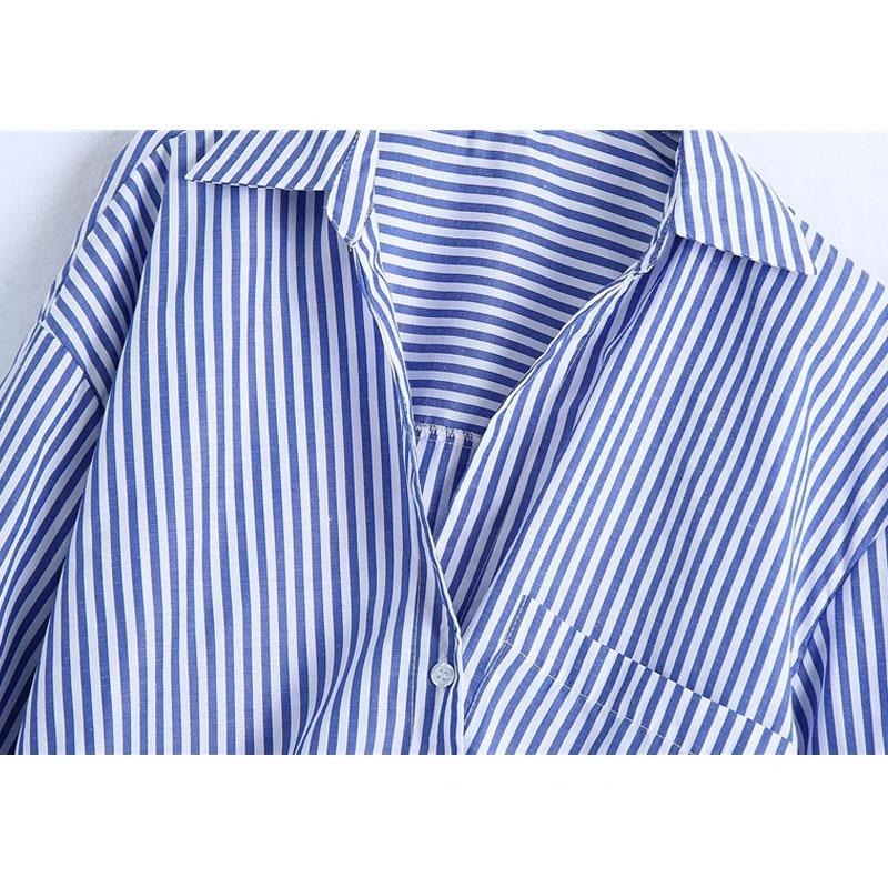 Dam Skjorta Långärmad Karo Mönster Polyester Crop-4