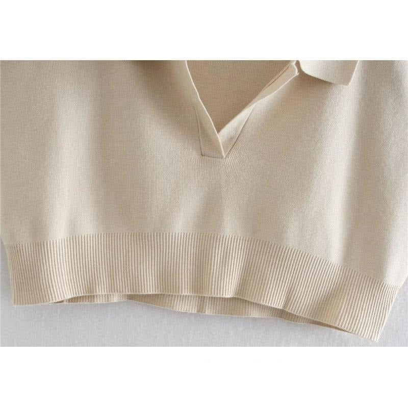 Dam Kortärmad Tröja Täckkrage Polyester-5