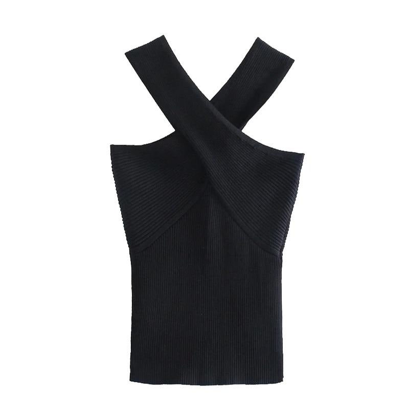 Dam Tank Top Modern Krage Polyester Kort-2