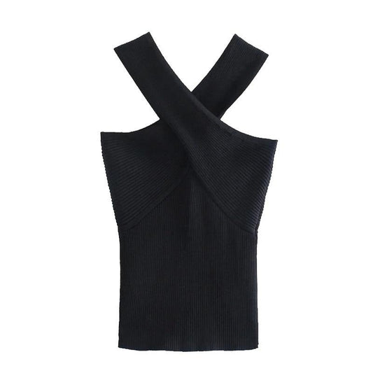 Dam Tank Top Modern Krage Polyester Kort-2