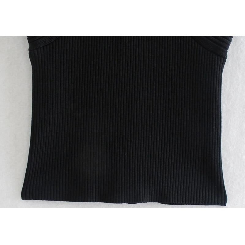 Dam Tank Top Modern Krage Polyester Kort-4