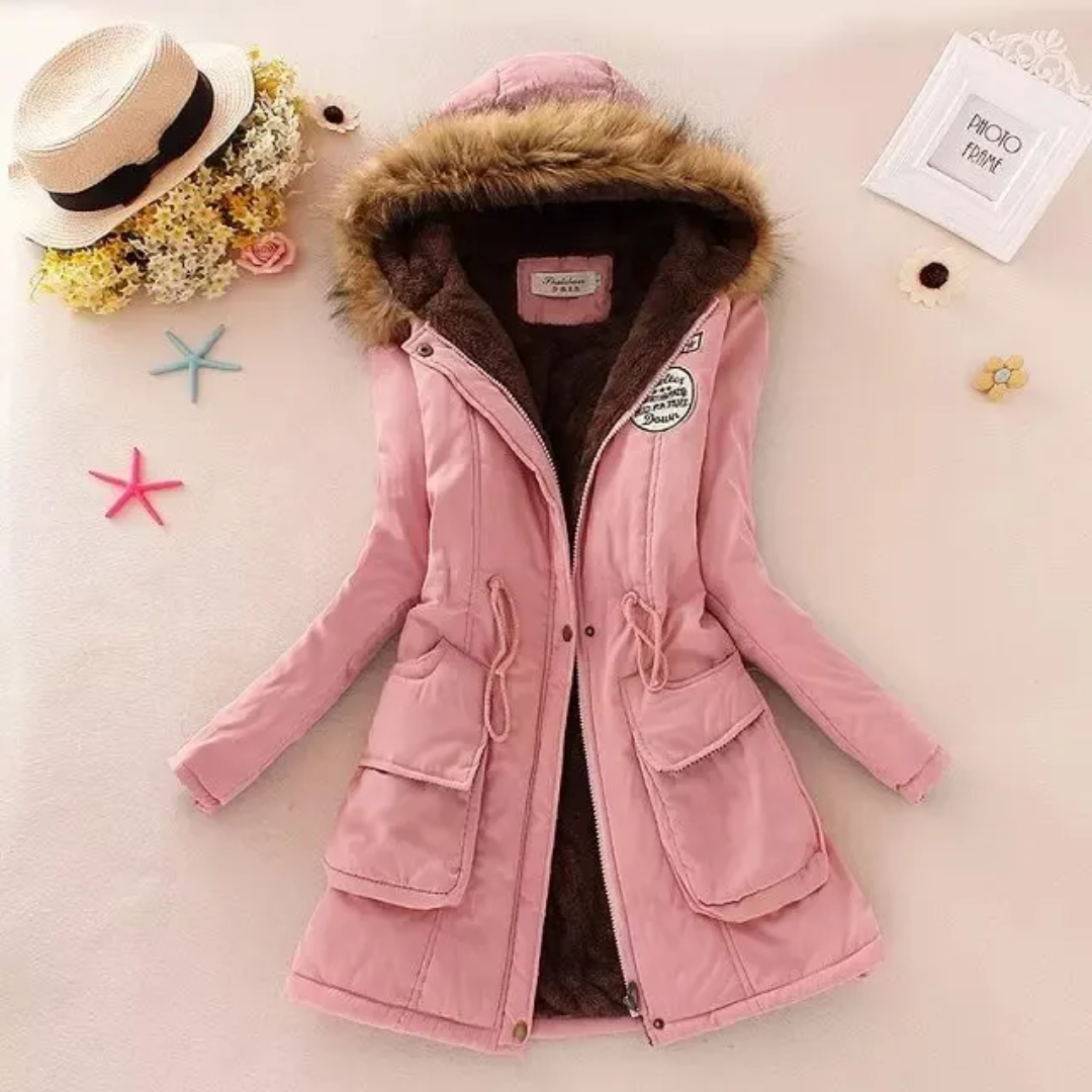 Dam Parkas Slim Fit Med Avtagbar Huva i Andningsbart Tyg-4