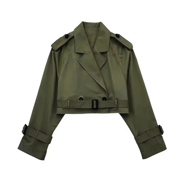 Variant image for Kort Trenchcoat Dam Avslappnad Stil Högkvalitativt Tyg-10