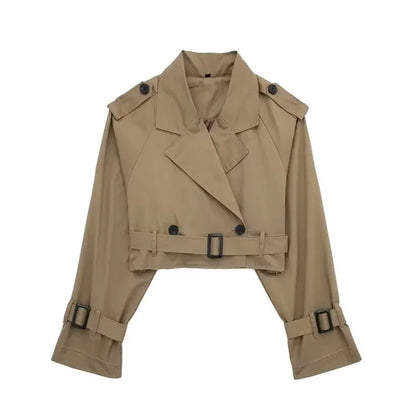 Variant image for Kort Trenchcoat Dam Avslappnad Stil Högkvalitativt Tyg-4