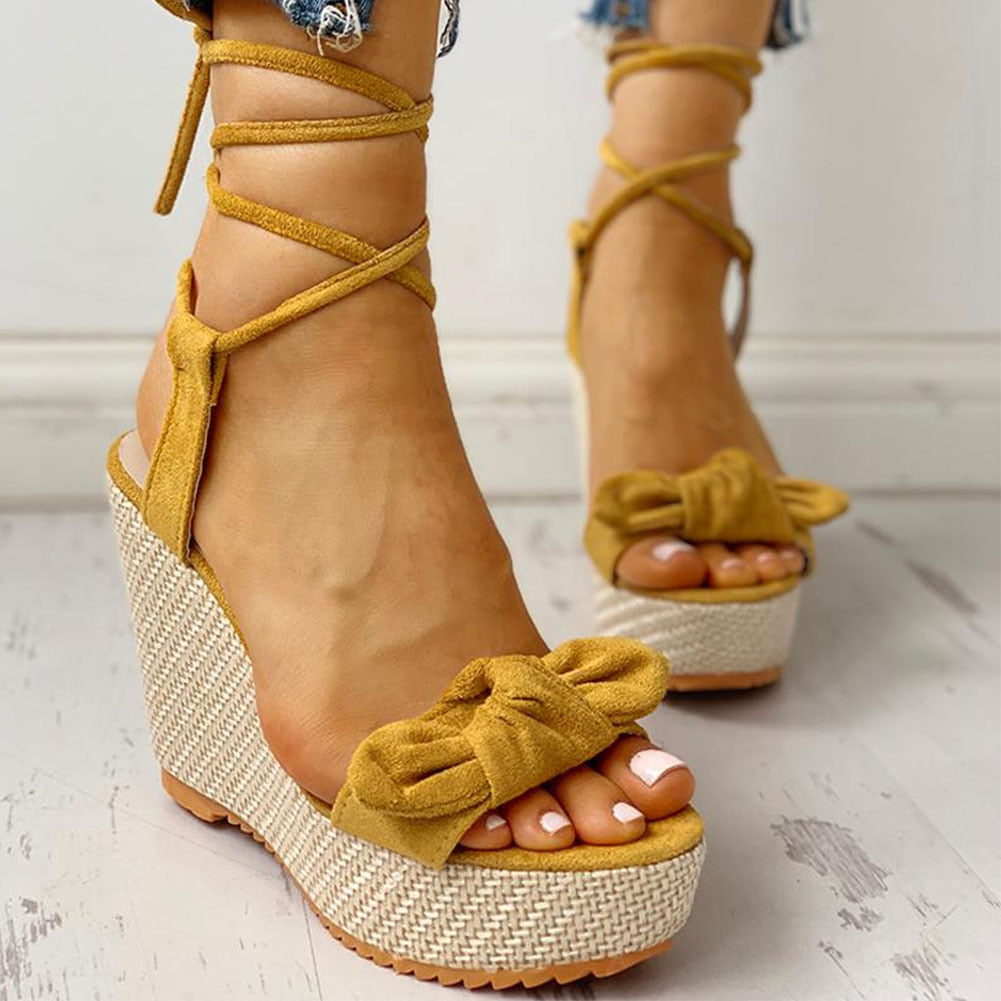Kvinnors Kil Sandal Mönstrad PU med Ankelrem-2