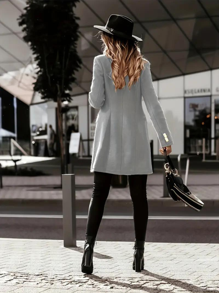 Vinterkappa Dam Elegant Polyester Ullrock för Kalla Dagar-4