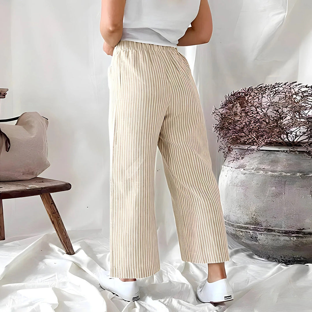 Dam Förkortade Byxor Pinstripe 100% Bomull-5