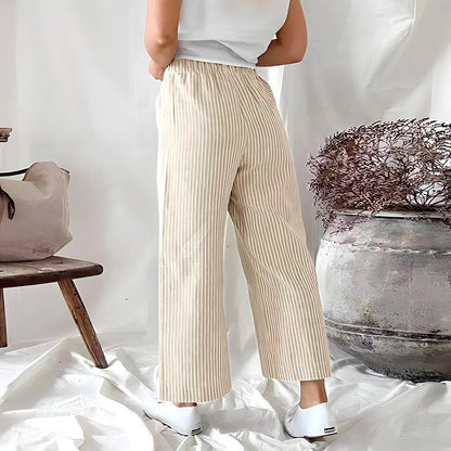 Dam Förkortade Byxor Pinstripe 100% Bomull-5