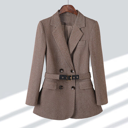 Dam Blazer Handgjord Klassisk Stil Högkvalitativt Tyg-6