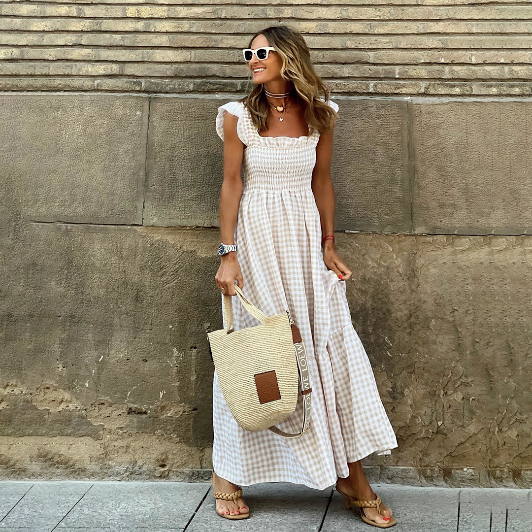 Kvinnors Fritidsklänning Lätt Tyg Lös Passform-2