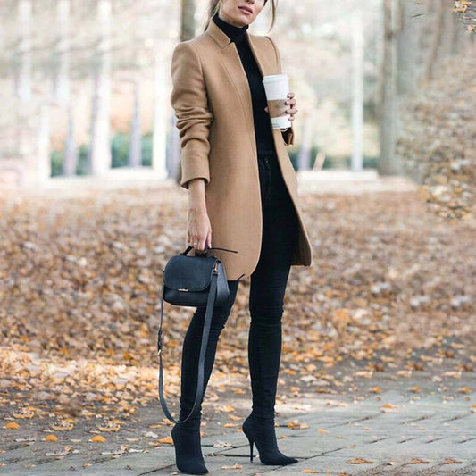 Damjacka Höstmode Elegant Design Högkvalitativt Tyg-1