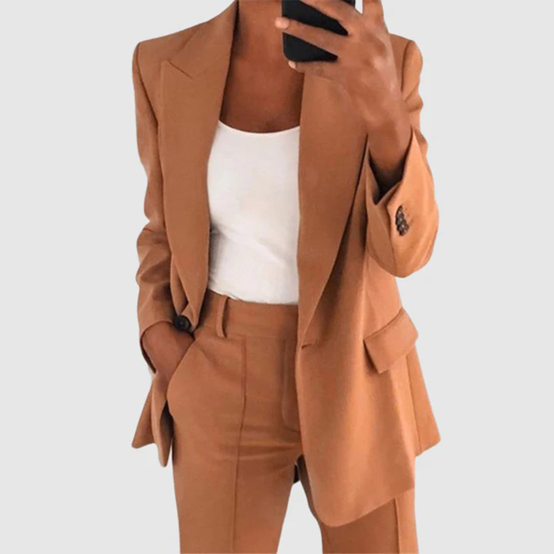 Dam Blazer Set Elegant Högkvalitativ Tyg-4