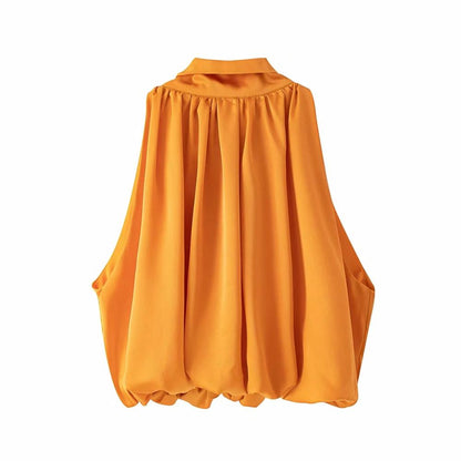 Vit Blus Dam Chiffon Monokrom med Ståkrage-3