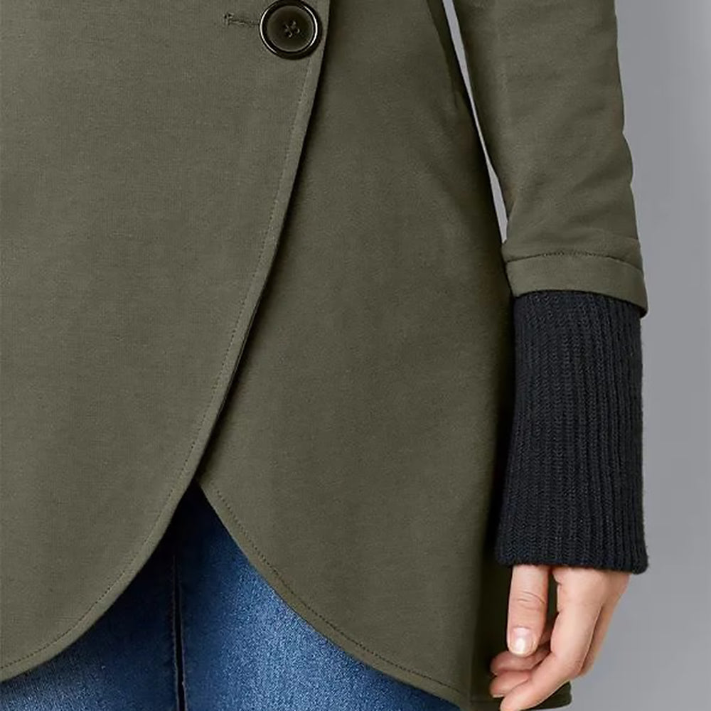 Dam Lång Vinterjacka Skyddande Bomullspolyester-4