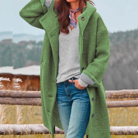 Kvinnojacka Lång Höstjacka Elegant Polyester Ull-1