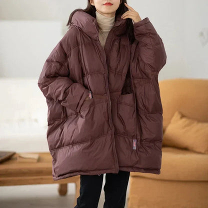 Dam Vinterjacka Trendig Dunjacka Lång Polyester-2