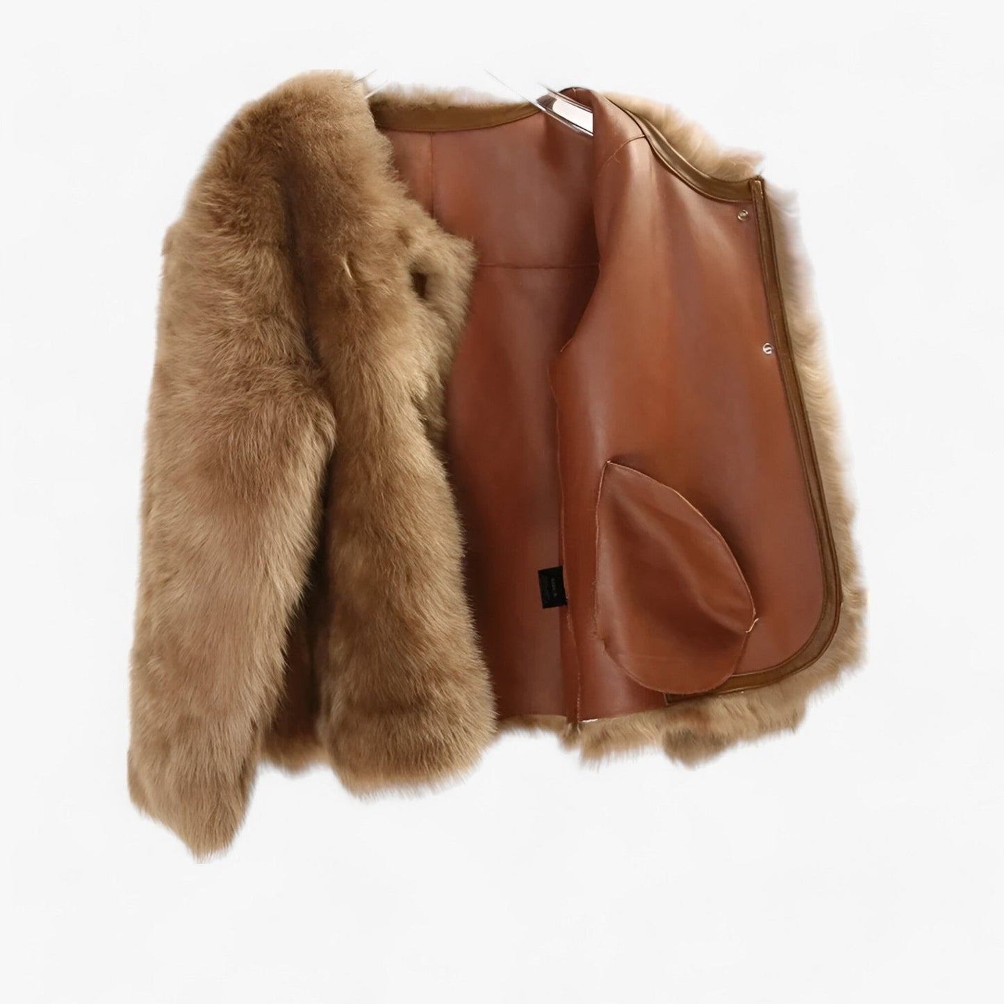 Dam Cardigan Syntetisk Päls Långärmad med Fickor-3