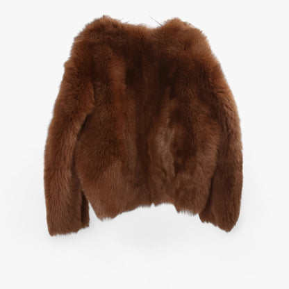 Dam Cardigan Syntetisk Päls Långärmad med Fickor-1