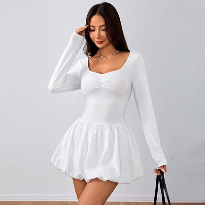 Kvinna A-Line Klänning Hög Midja Tunn Polyester 4