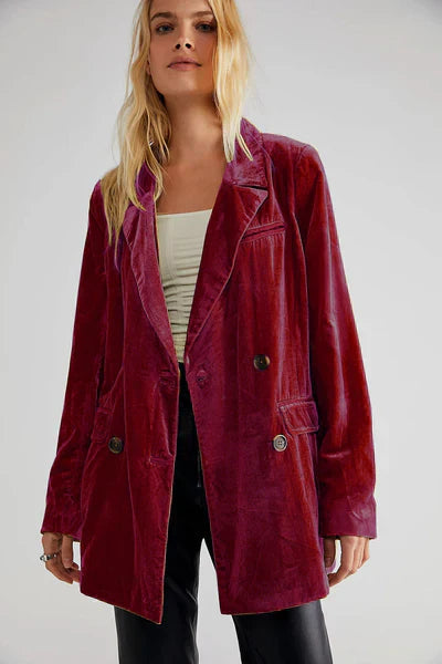 Kvinna Blazer Klassisk Lätt Velour 4
